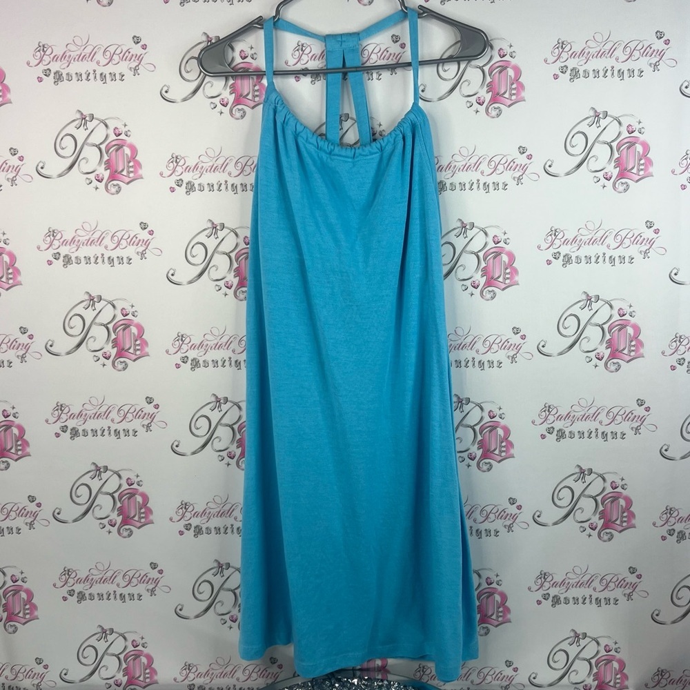Balance outdoor Collection dress built in bra strappy Turquoise Halter Dress
